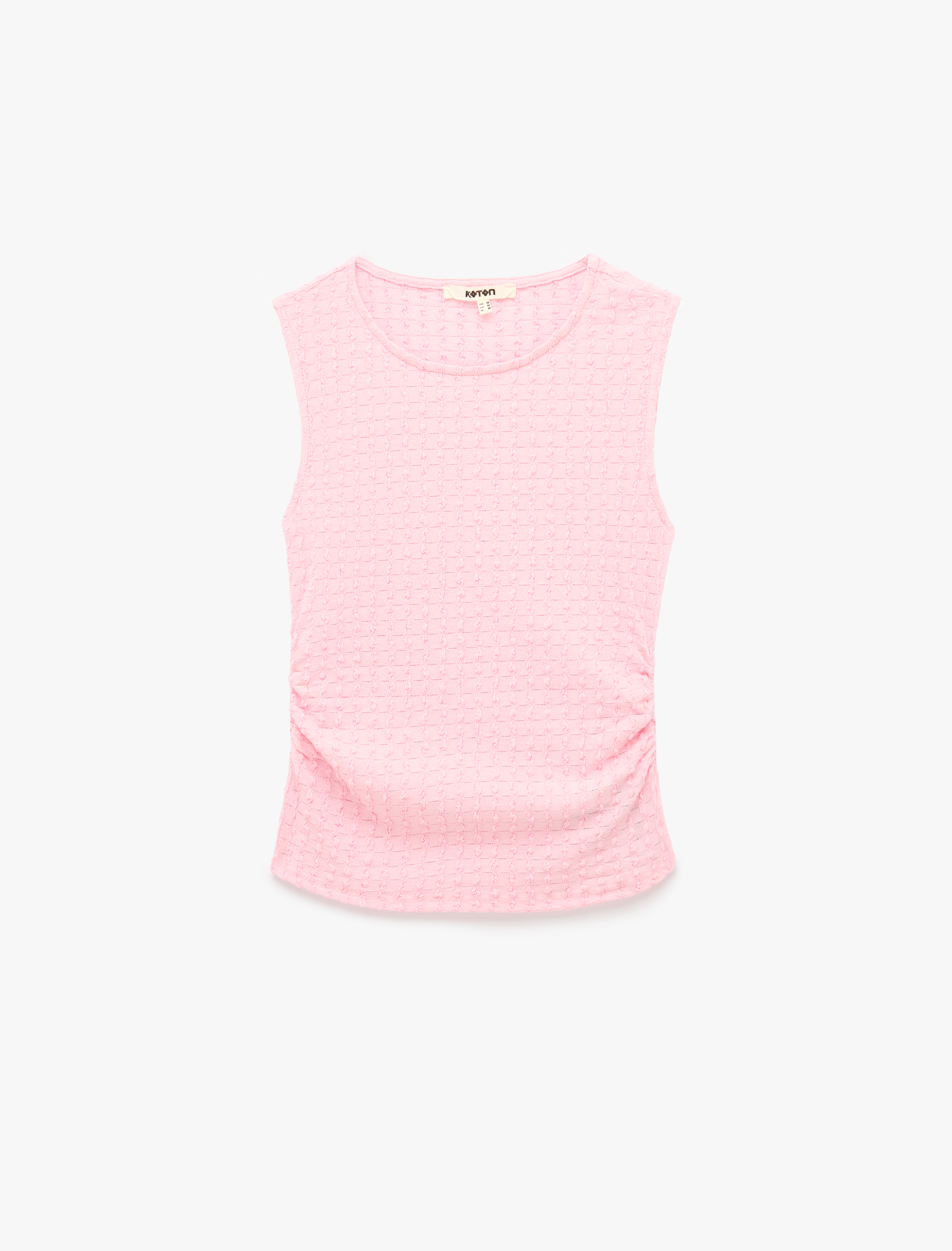   Bürümcük Kumaş Drape Detaylı Kolsuz Bisiklet Yaka Atlet Bluz