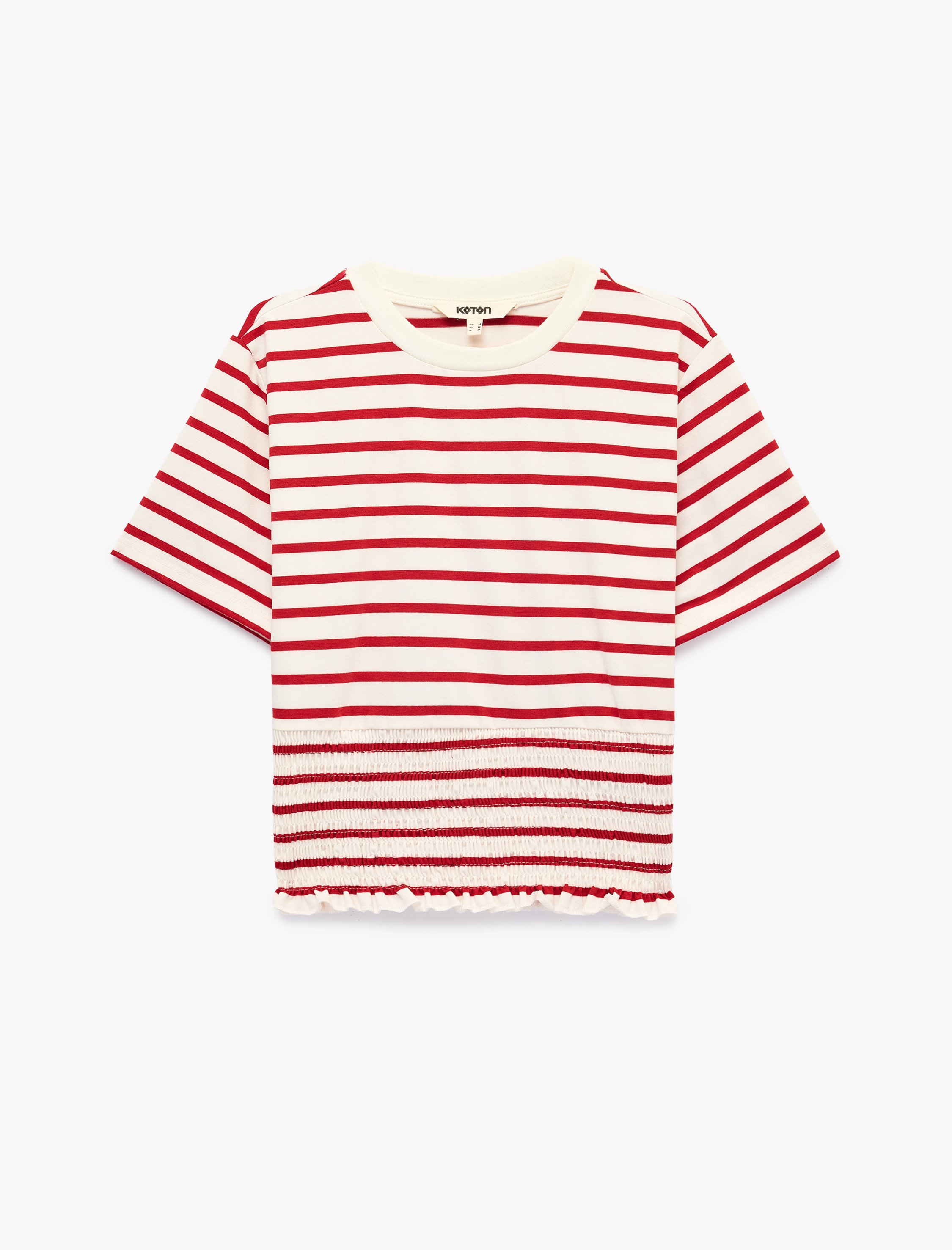   Koton X Sibil Çetinkaya - Slim Fit Gipeli Bisiklet Yaka Kısa Kollu Çizgili Denizci Tişörtü