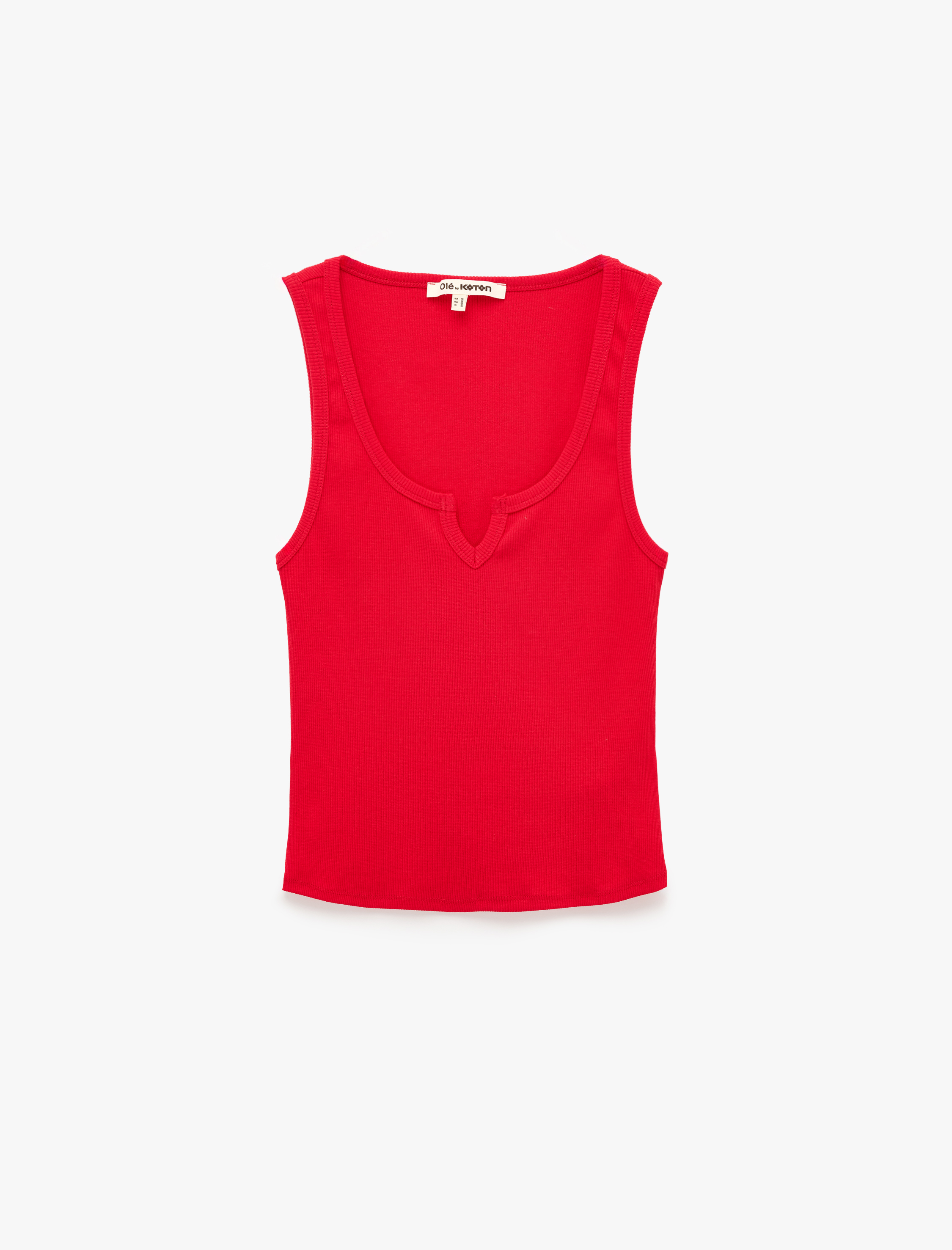   Pamuklu Slim Fit V Yaka Basic Kolsuz Bluz