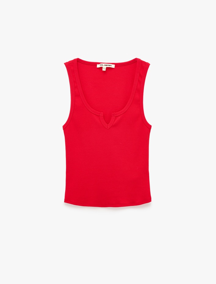  Pamuklu Slim Fit V Yaka Basic Kolsuz Bluz