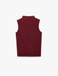 Modal Kumaş Slim Fit Dik Yaka Kolsuz Tişört