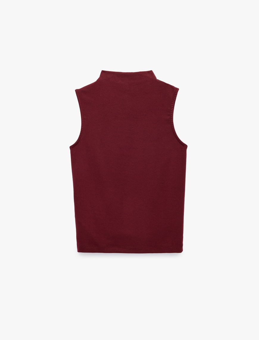 Koton Kadın Modal Kumaş Slim Fit Dik Yaka Kolsuz Tişört