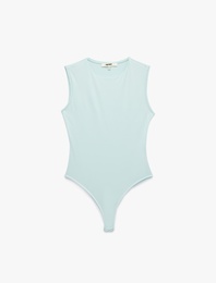 Slim Fit Bisiklet Yaka Kolsuz Bodysuit