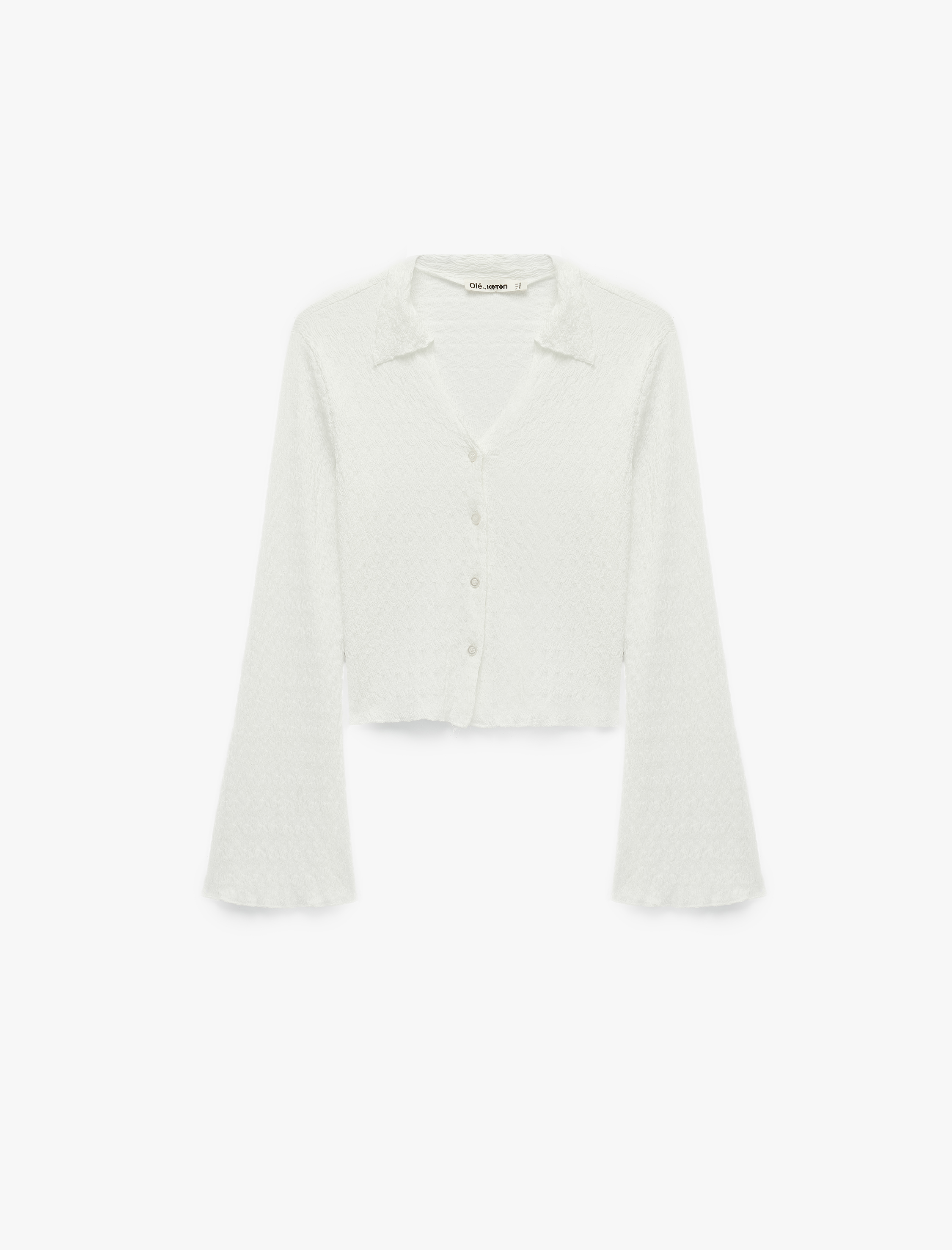   Bürümcük Kumaş Slim Fit Klasik Yaka Düğmeli Uzun İspanyol Kollu Tişört