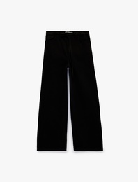Pamuklu Bol Kalıp Çıtçıt Düğmeli Beli Bağcıklı Denim Pantolon  - Loose Fit Jeans