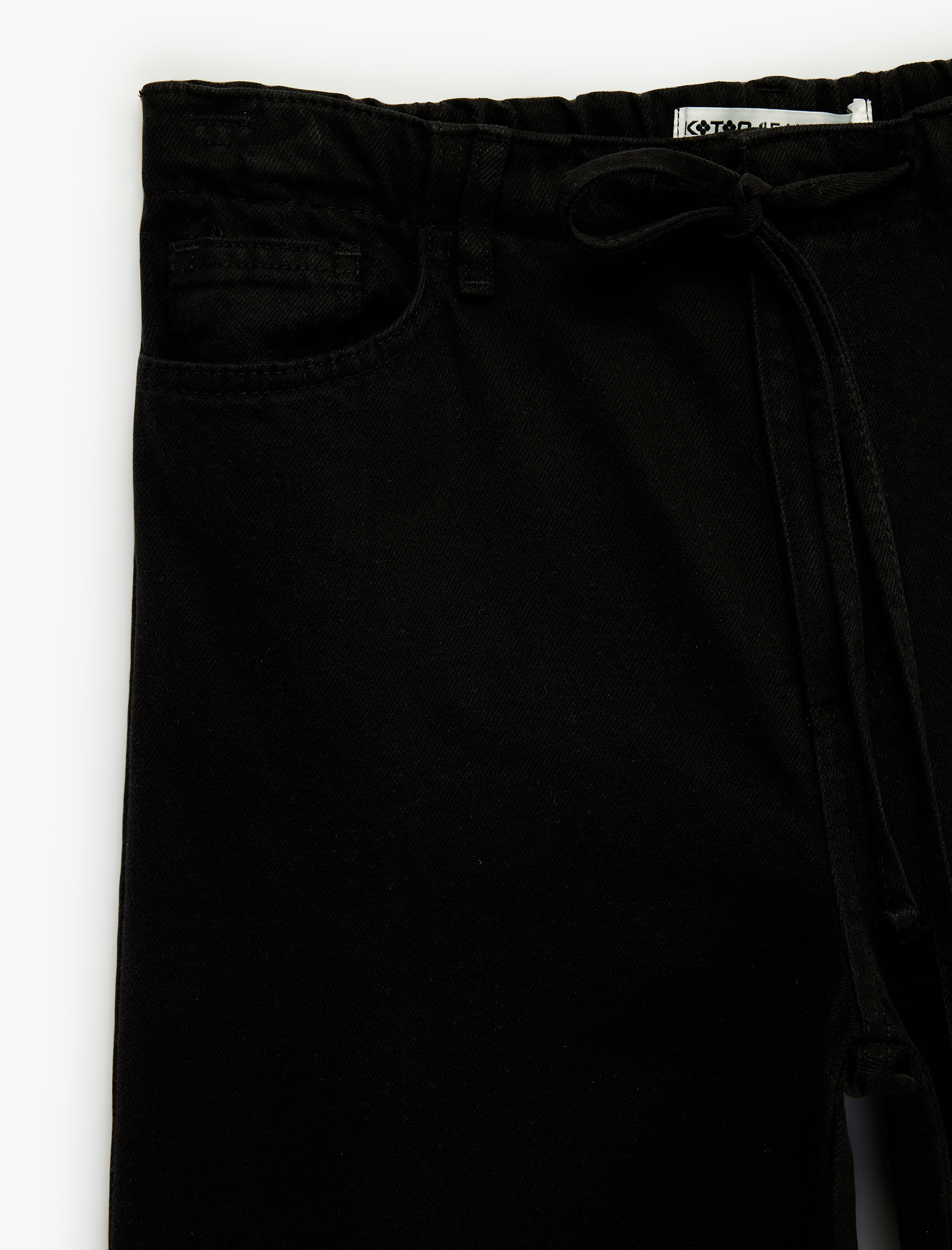   Pamuklu Bol Kalıp Çıtçıt Düğmeli Beli Bağcıklı Denim Pantolon  - Loose Fit Jeans