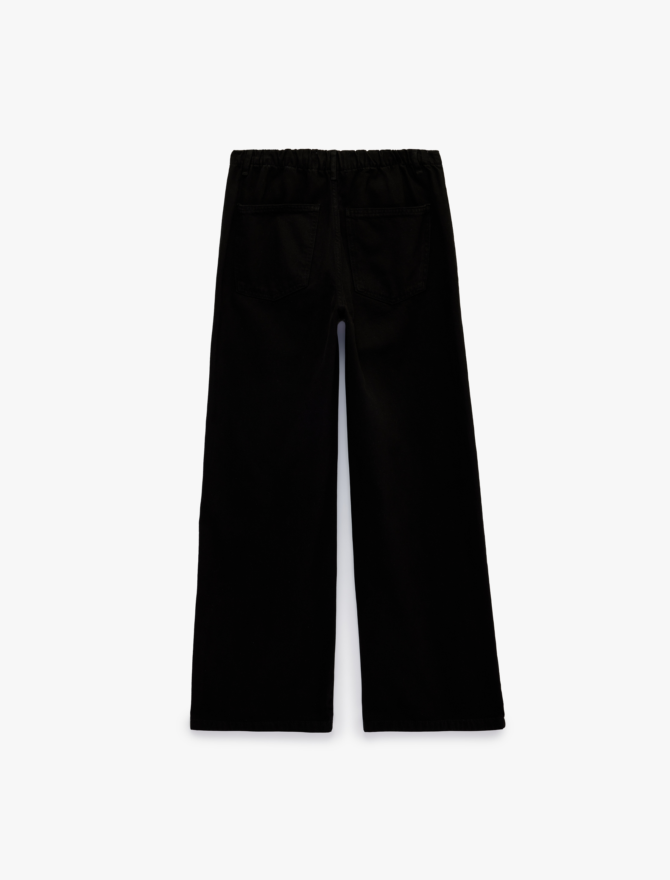   Pamuklu Bol Kalıp Çıtçıt Düğmeli Beli Bağcıklı Denim Pantolon  - Loose Fit Jeans