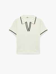 Viskon Slim Fit Kısa Kollu Polo Yaka Tişört