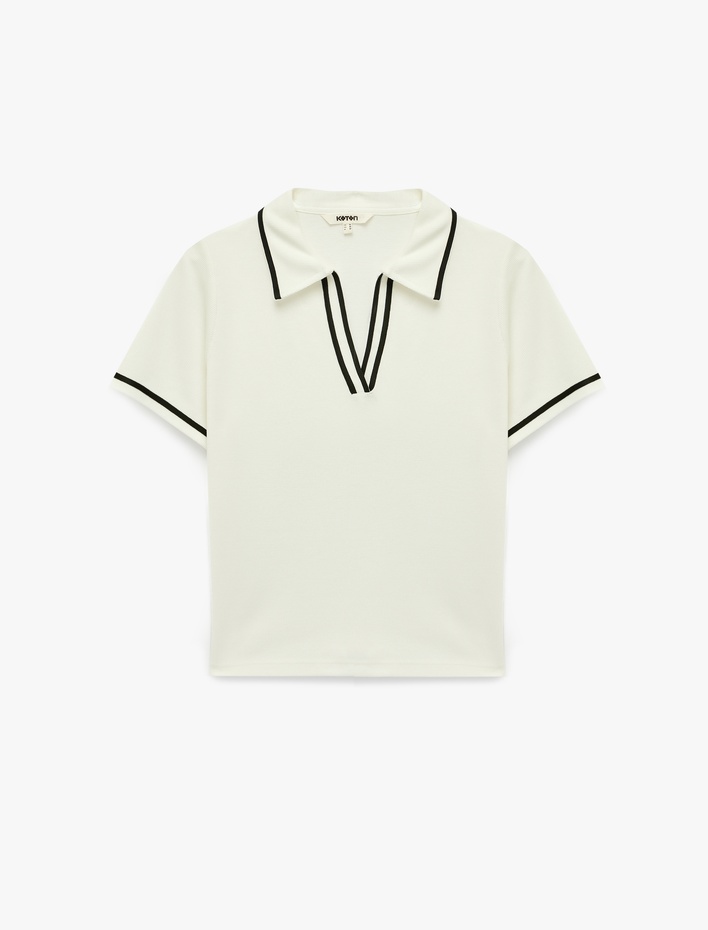  Viskon Slim Fit Kısa Kollu Polo Yaka Tişört
