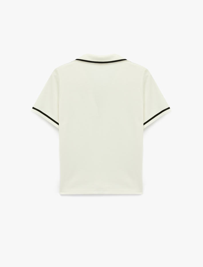  Viskon Slim Fit Kısa Kollu Polo Yaka Tişört