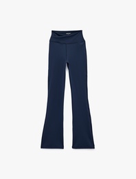 Slim Fit Kemer Detaylı İspanyol Paça Spor Tayt