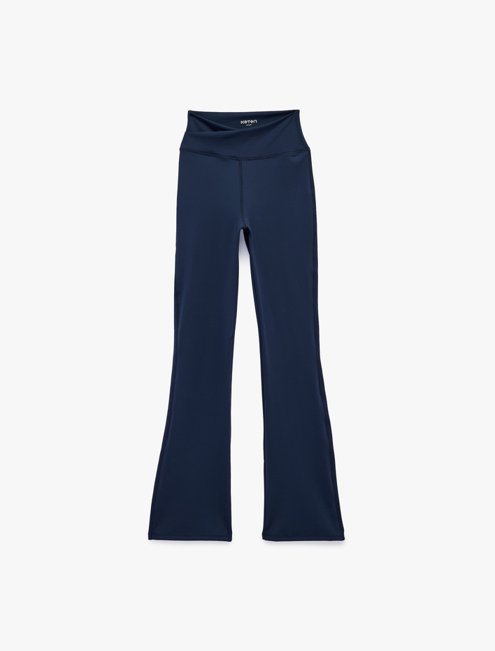  Slim Fit Kemer Detaylı İspanyol Paça Spor Tayt
