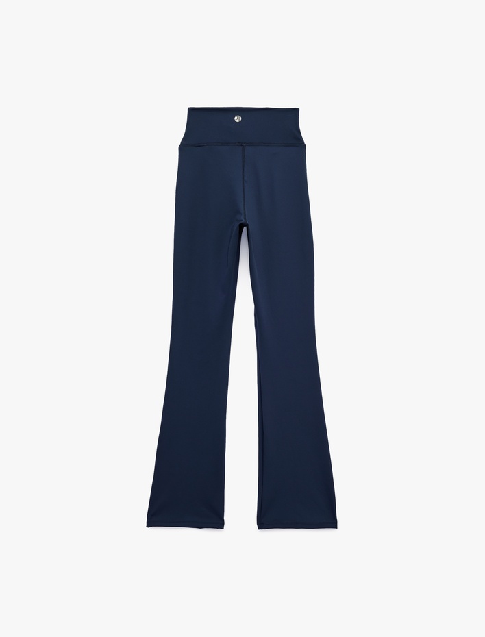  Slim Fit Kemer Detaylı İspanyol Paça Spor Tayt