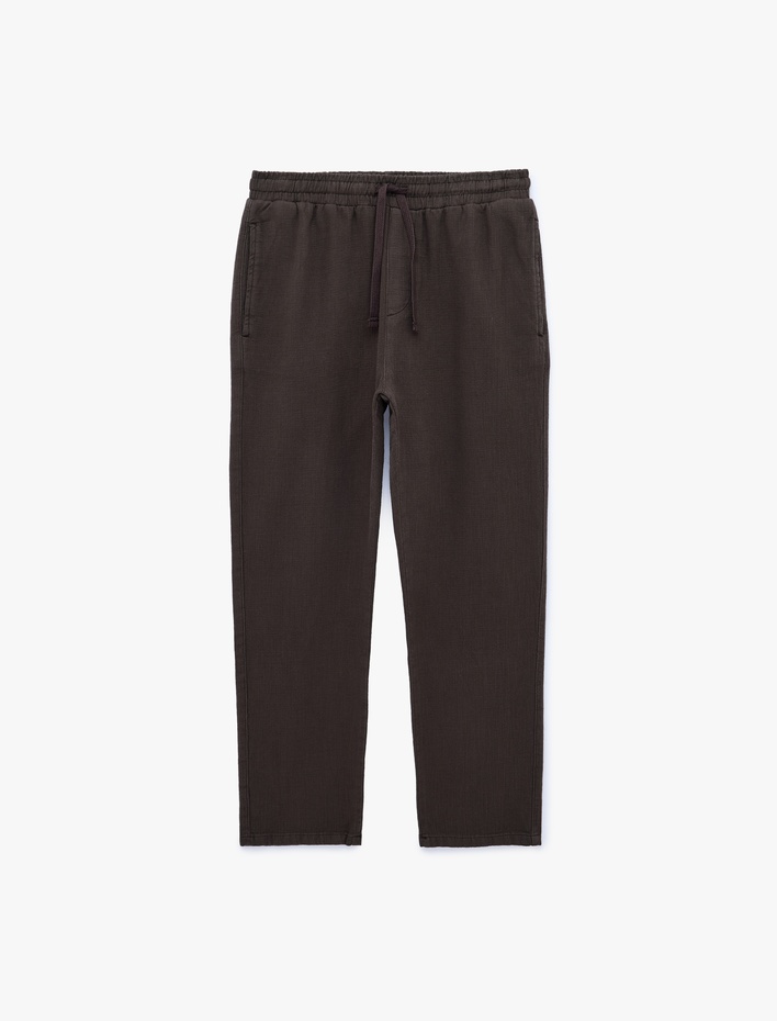  Pamuklu Cepli Regular Fit Beli Bağcıklı Pantolon