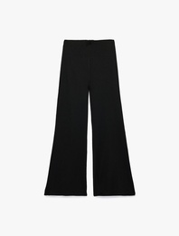 Bürümcük Kumaş Dokulu Düz Geniş Paça Pantolon