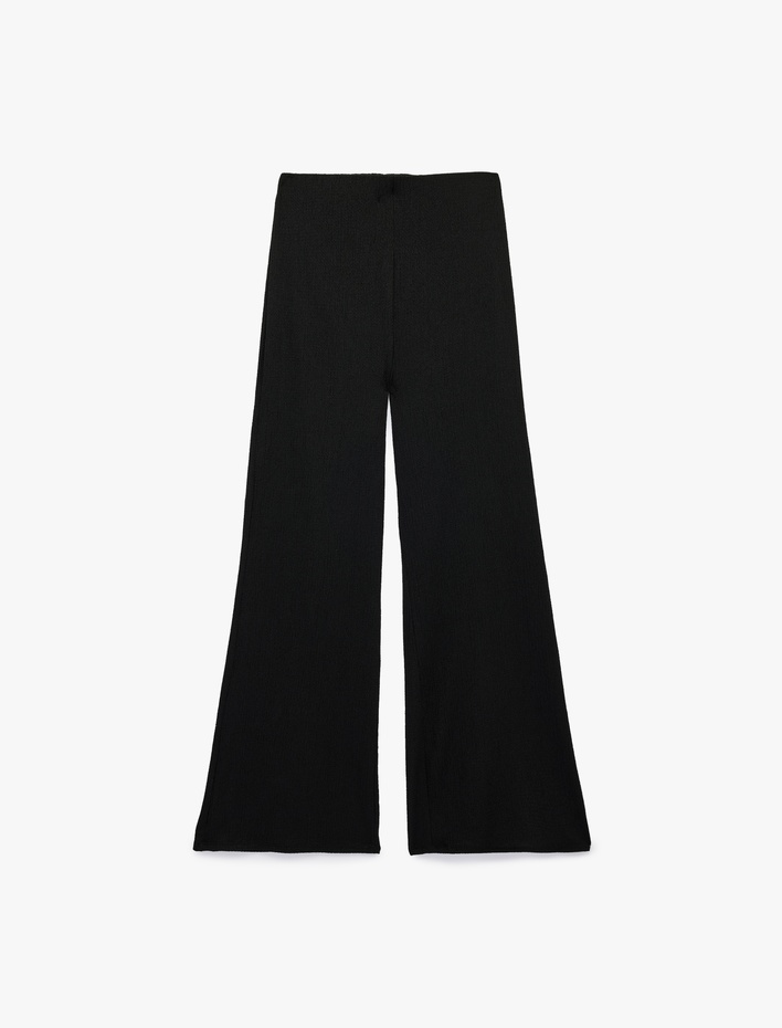  Bürümcük Kumaş Dokulu Düz Geniş Paça Pantolon