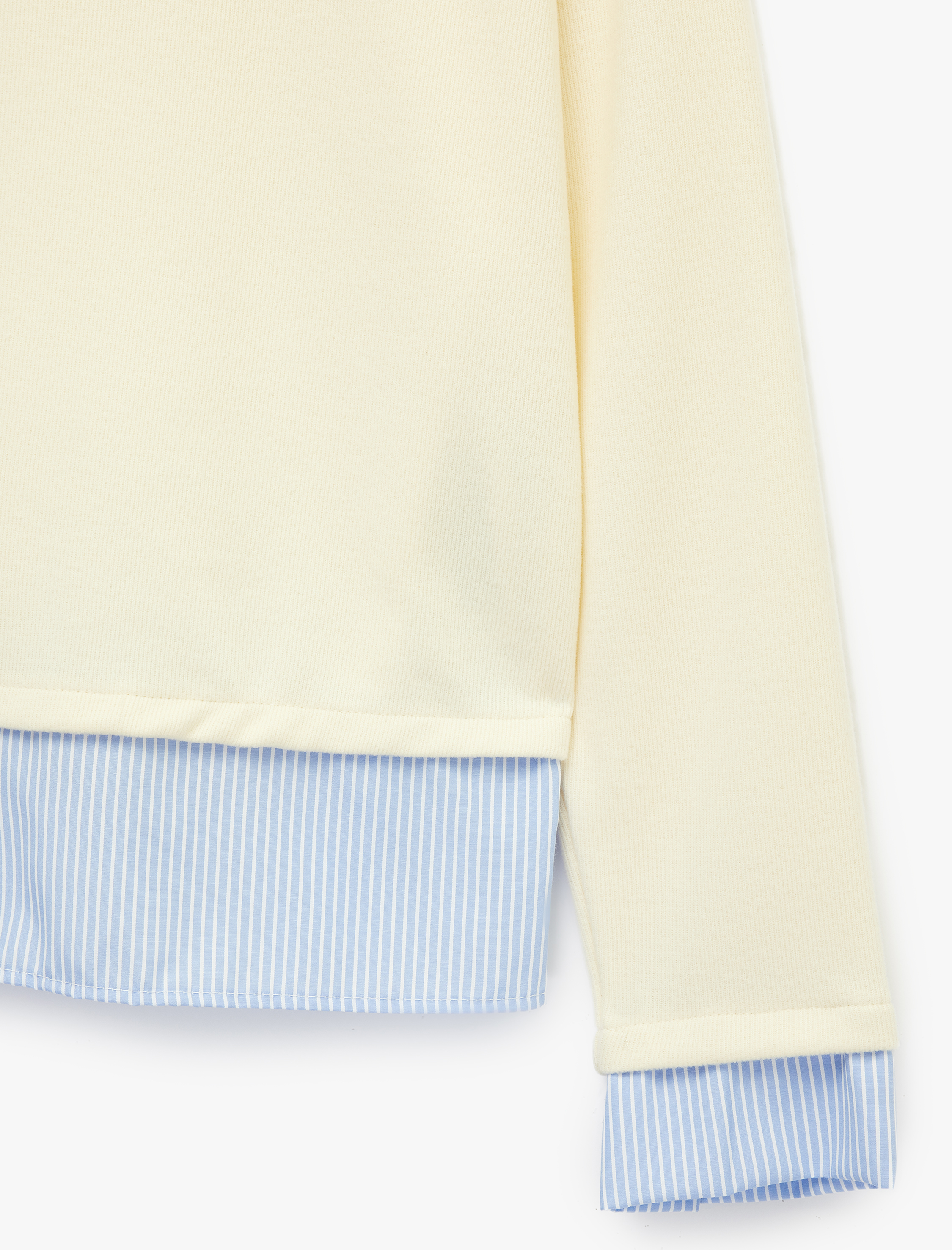   Rahat Kalıp Uzun Kollu Çizgili Gömlek Yaka Katmanlı Sweatshirt