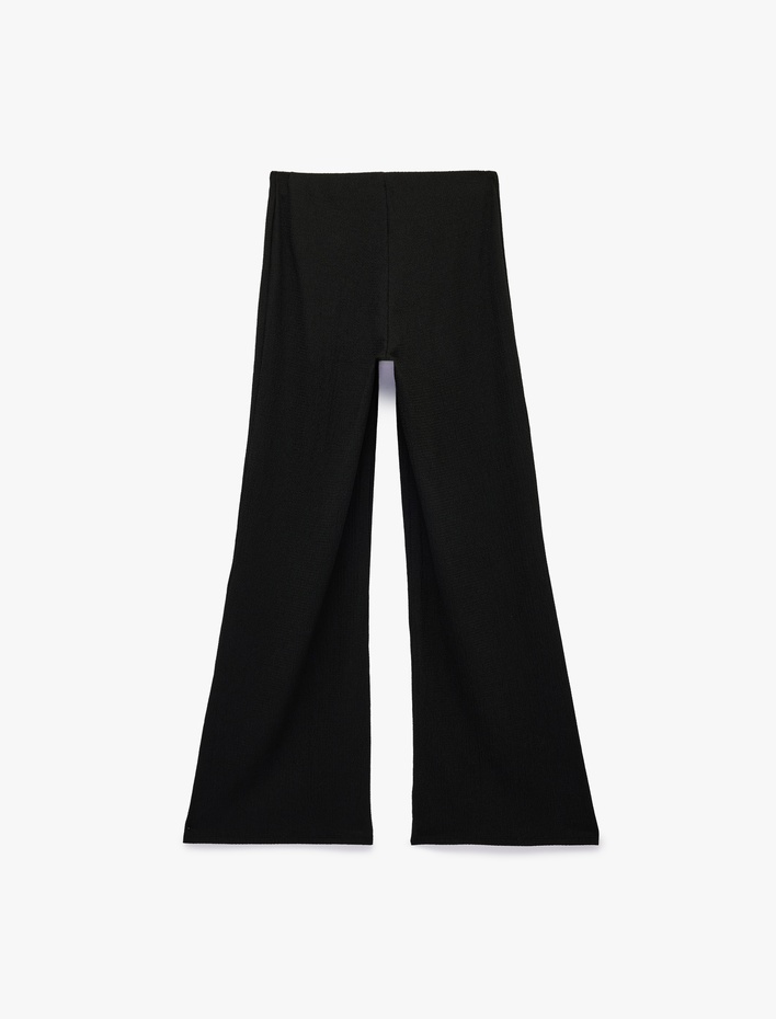  Bürümcük Kumaş Dokulu Düz Geniş Paça Pantolon