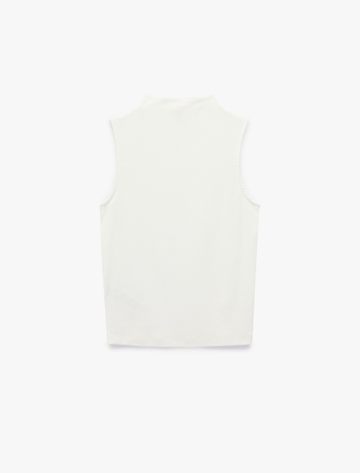  Modal Kumaş Slim Fit Dik Yaka Kolsuz Tişört