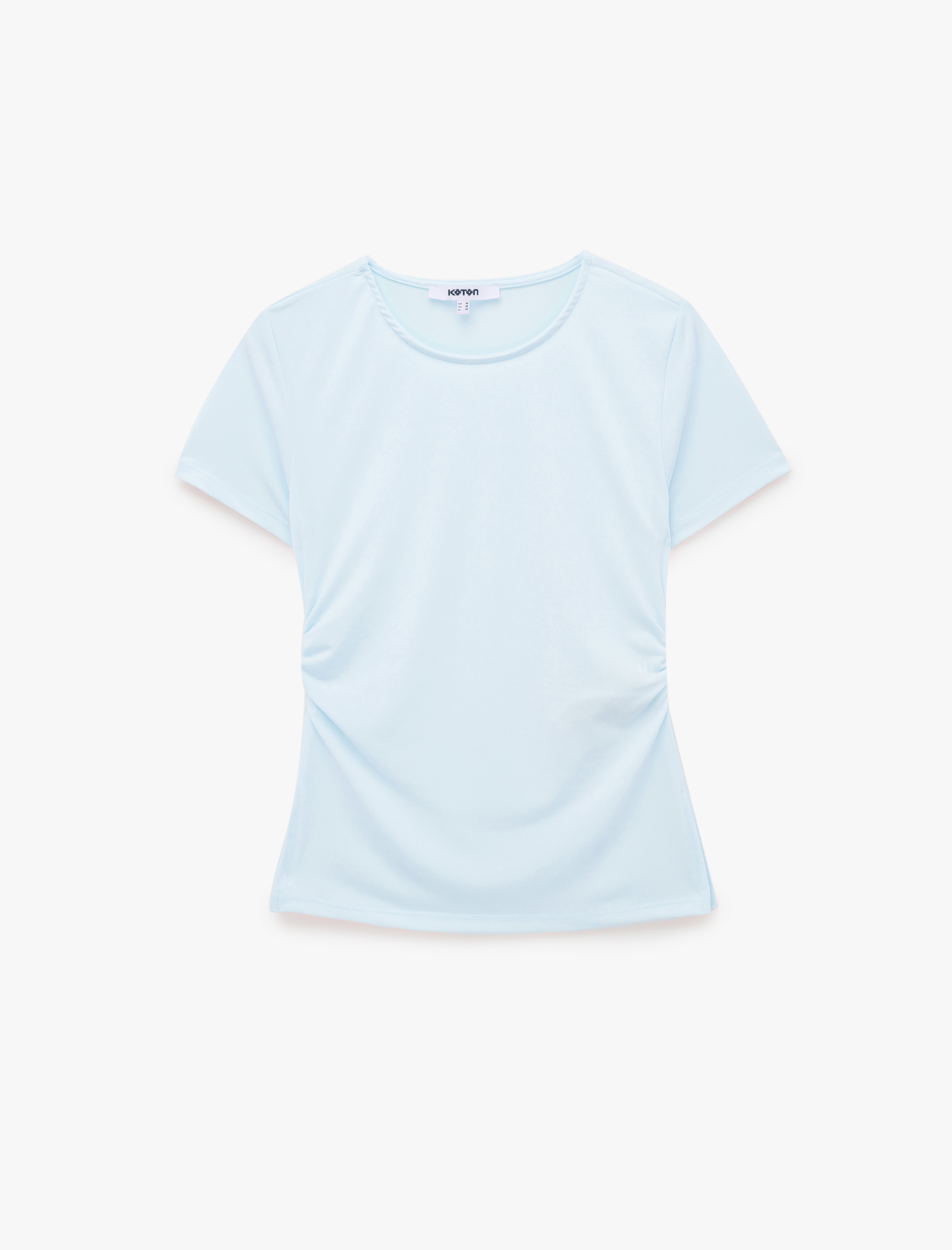   Büzgülü Slim Fit Kısa Kollu Bisiklet Yaka Basic Tişört