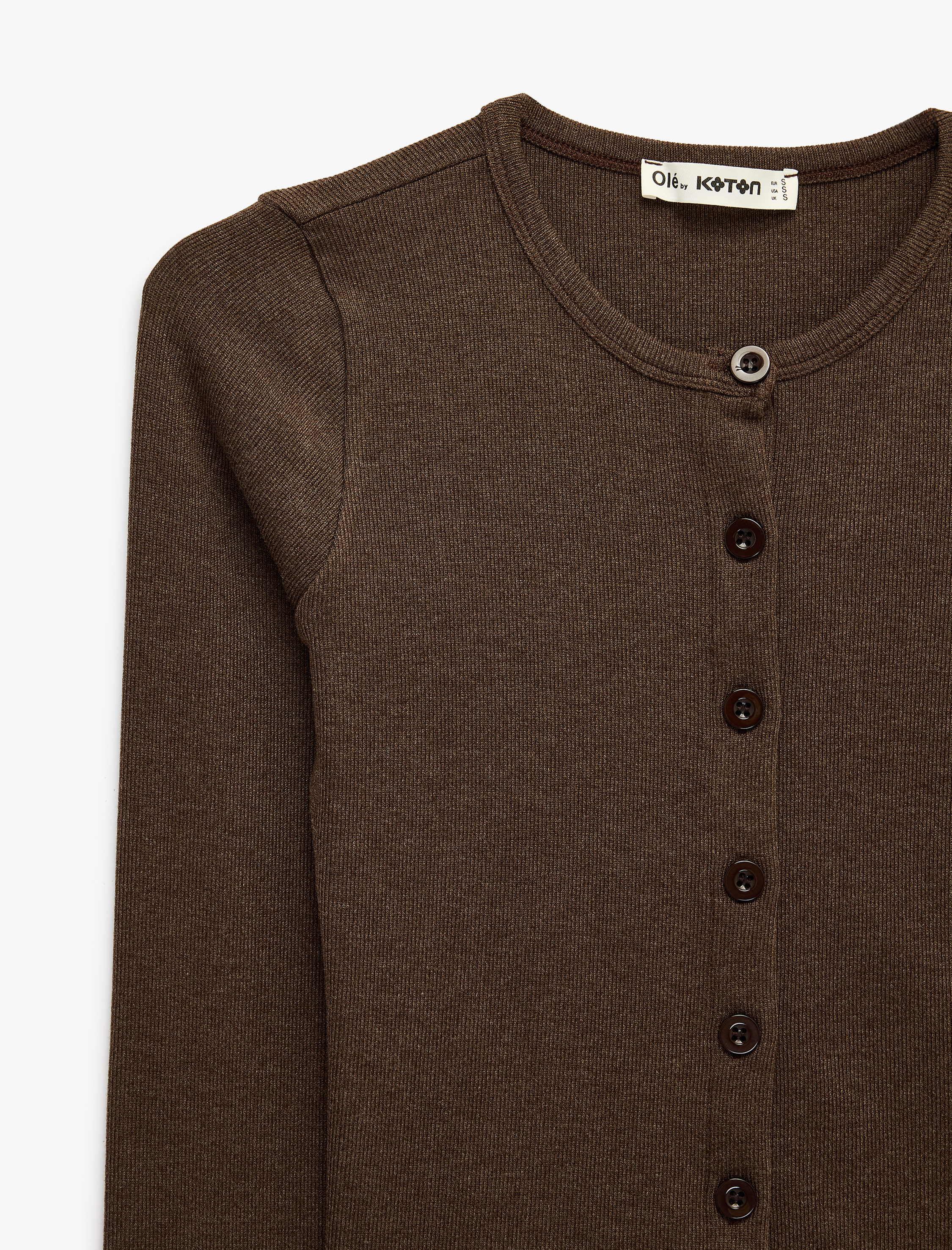   Slim Fit Uzun Kollu Bisiklet Yaka Düğmeli Triko Hırka