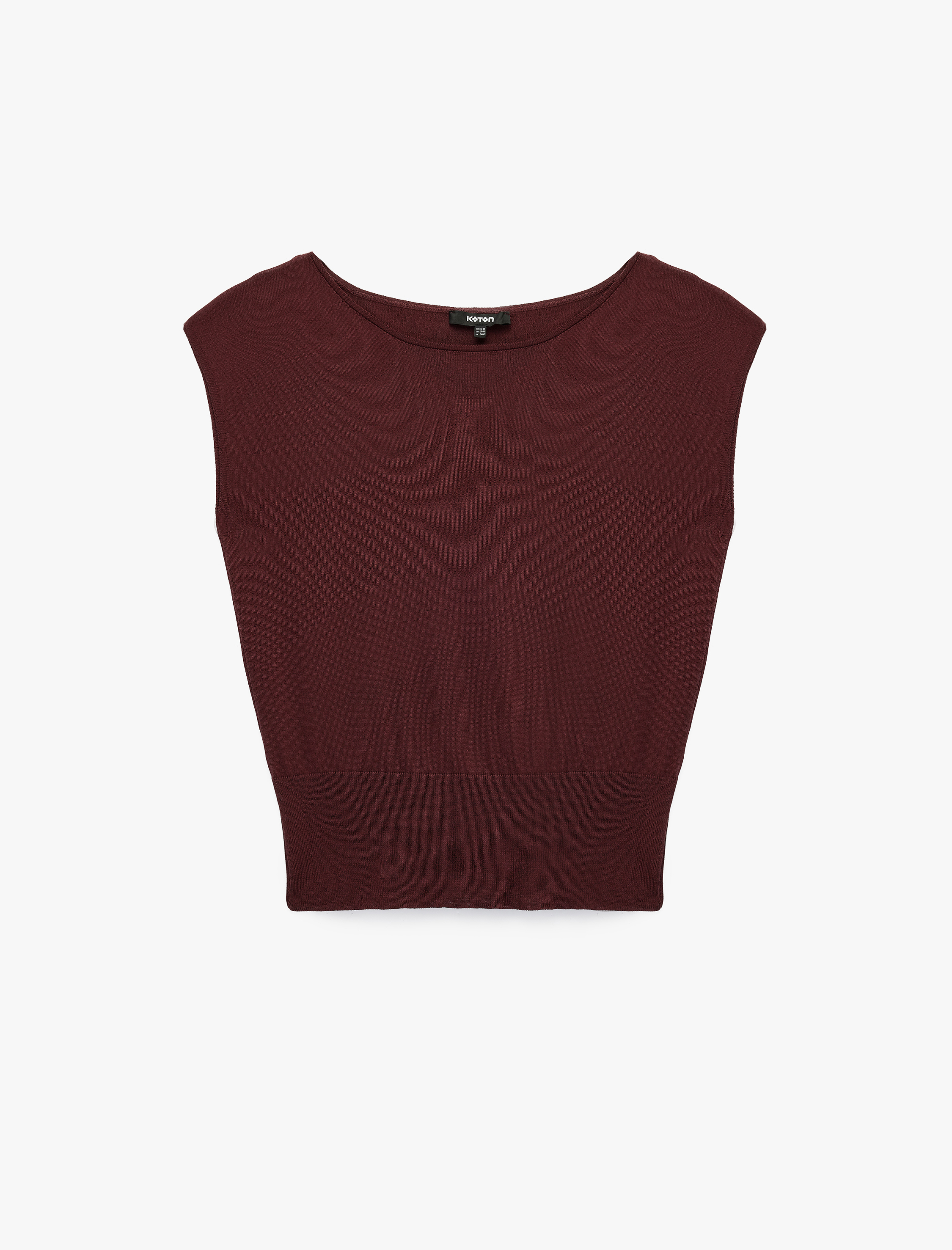   Regular Fit Kayık Yaka Kolsuz Triko Bluz