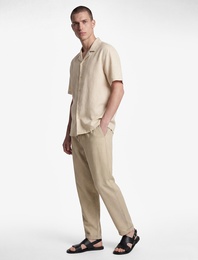 Slim Fit Keten Karışımlı Cepli Beli Lastikli Bağcıklı Pantolon