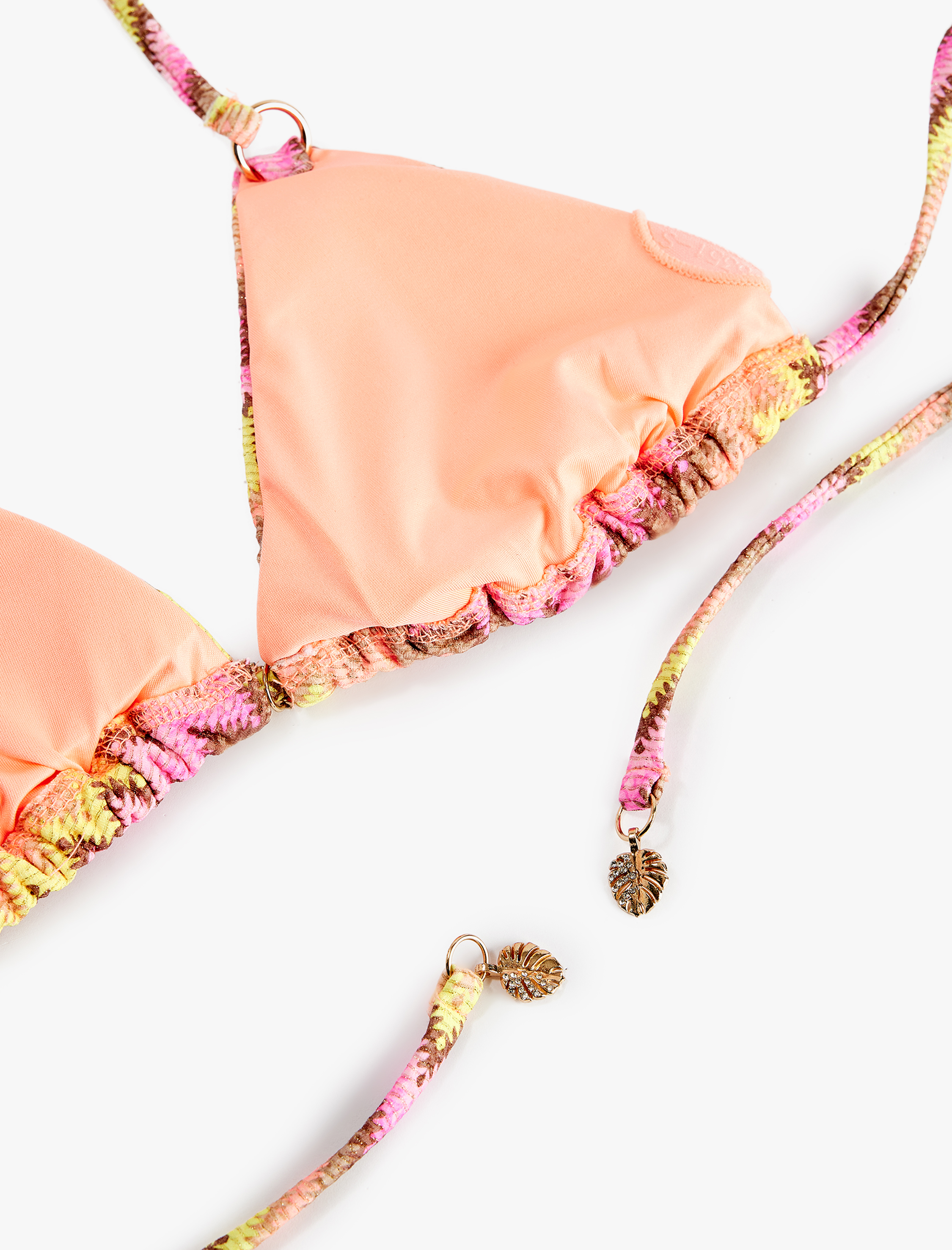   Charm Detaylı Desenli Üçgen Bikini Üstü