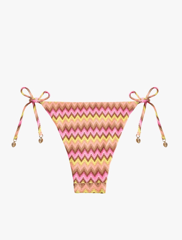  Charm Detaylı Yanları İp Bağlamalı Desenli Bikini Altı