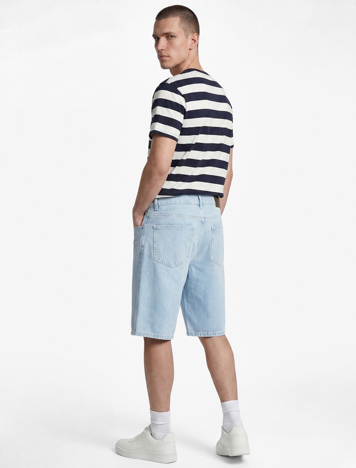  Normal Bel Pamuklu Bermuda Straight Fit Jean Şort