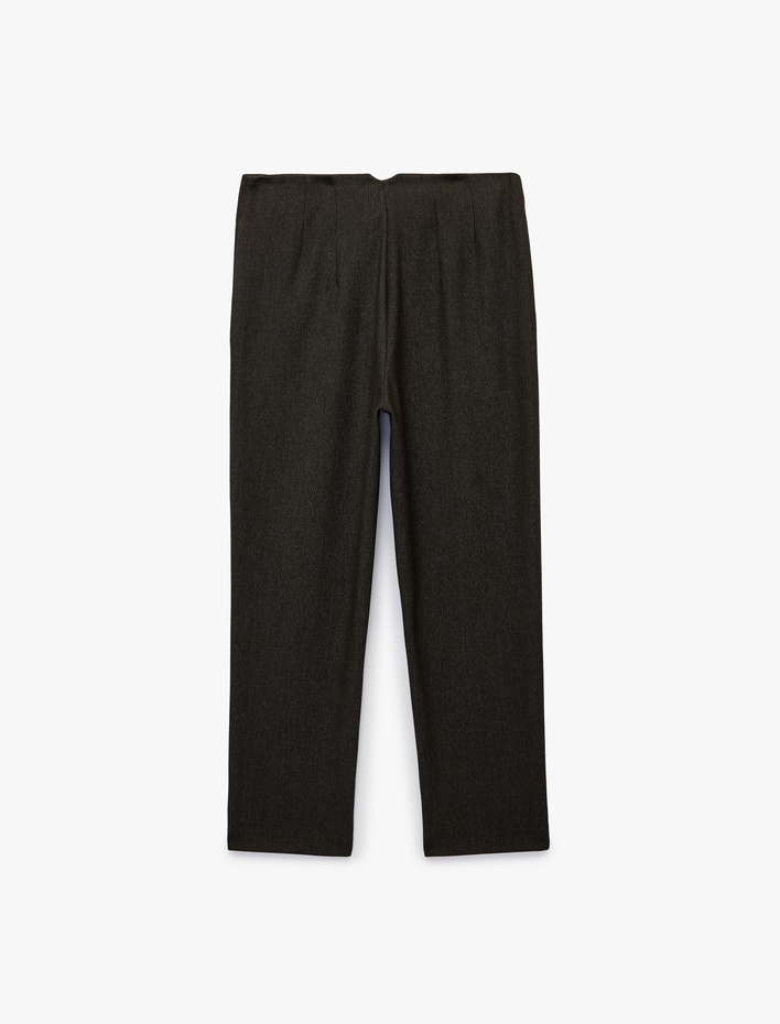  Slim Fit Düz Kısa Paça Viskon Karışımlı Cigarette Pantolon
