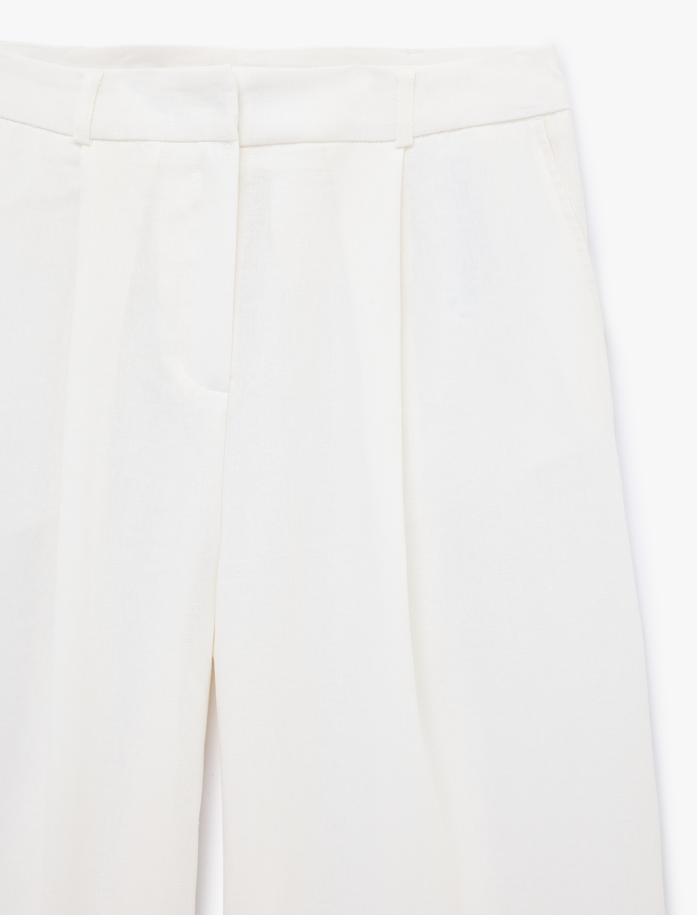   Cepli Pile Detaylı Geniş Paça Baggy Keten Pantolon