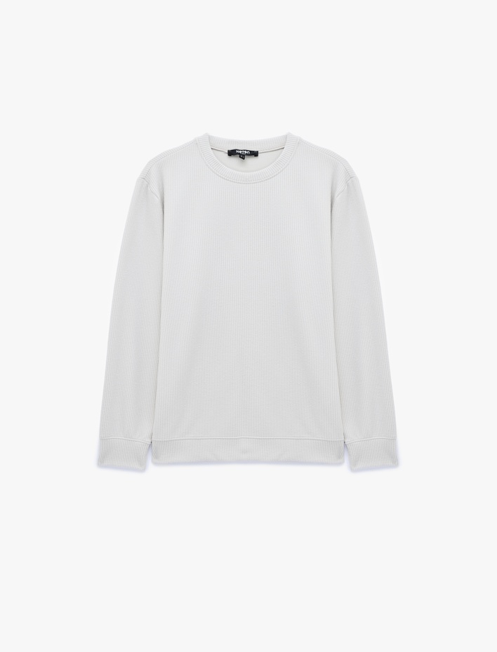  Uzun Kollu Bisiklet Yaka Basic Sweatshirt