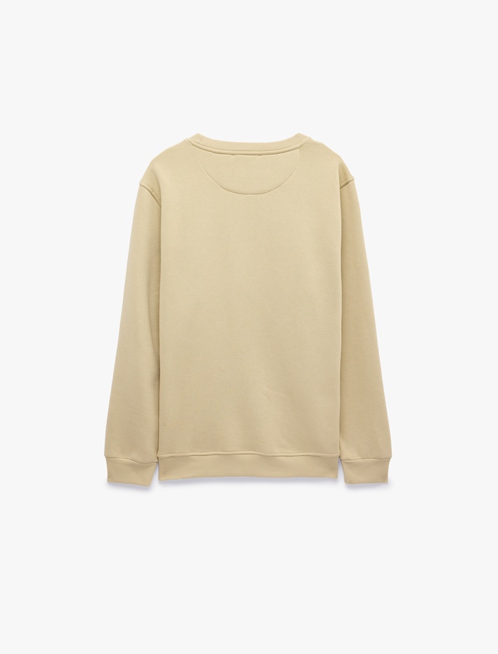  Pamuklu Uzun Kollu Şardonlu Bisiklet Yaka Erkek Basic Sweatshirt