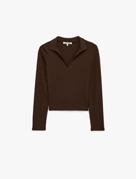 Şardonlu Uzun Kollu Slim Fit Polo Yaka Tişört