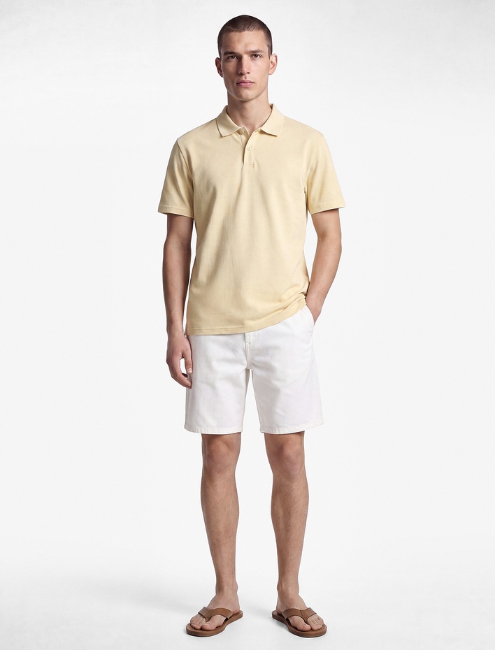  Pamuklu Pike Kumaş Kısa Kollu Baskılı Slim Fit Tişört