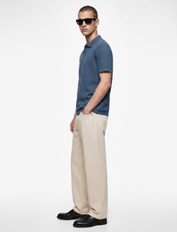 Pamuklu Pike Kumaş Kısa Kollu Polo Yaka Baskılı Slim Fit Tişört