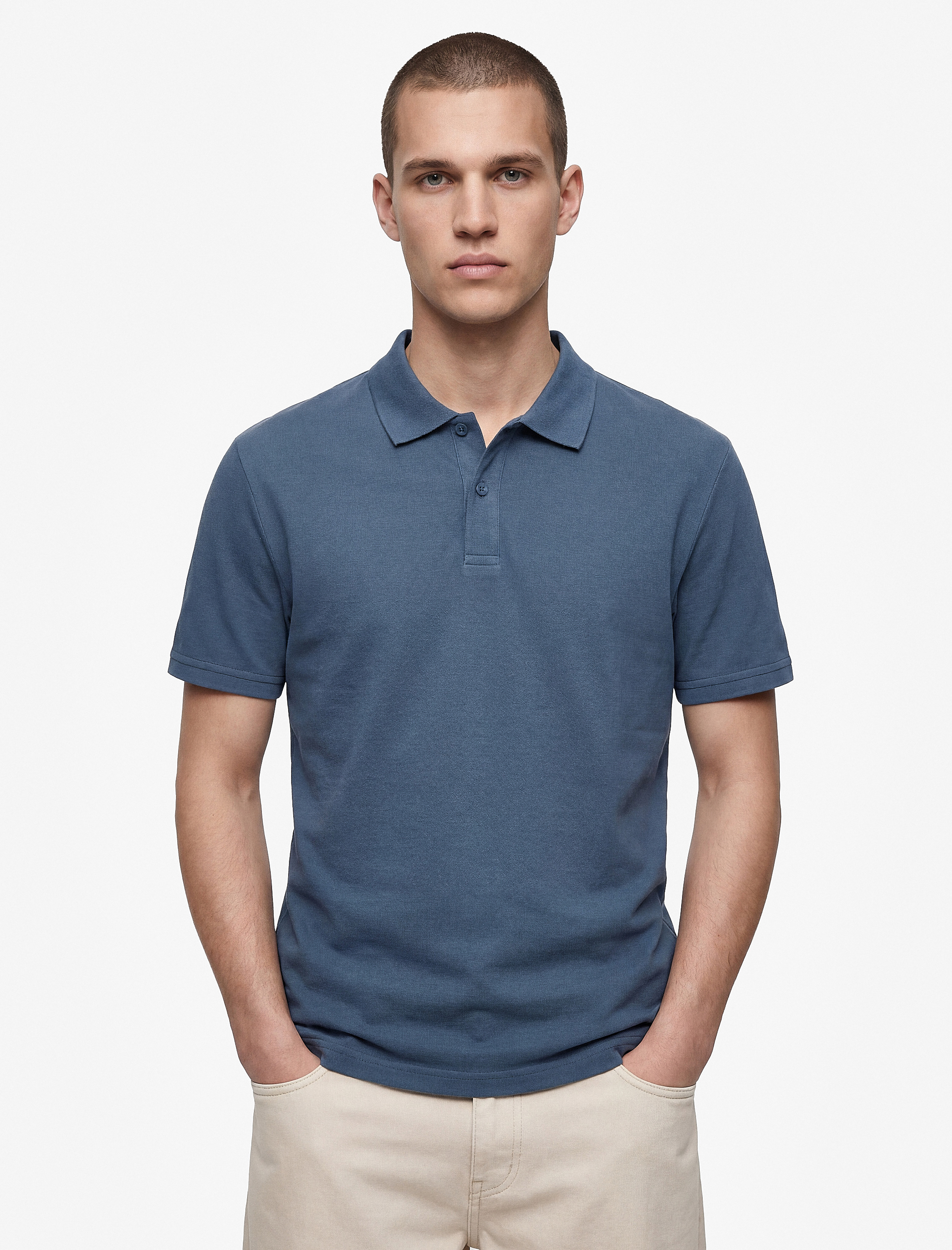   Pamuklu Pike Kumaş Kısa Kollu Polo Yaka Baskılı Slim Fit Tişört