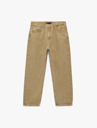 Normal Bel Pamuklu Bol Baggy Jean Pantolon