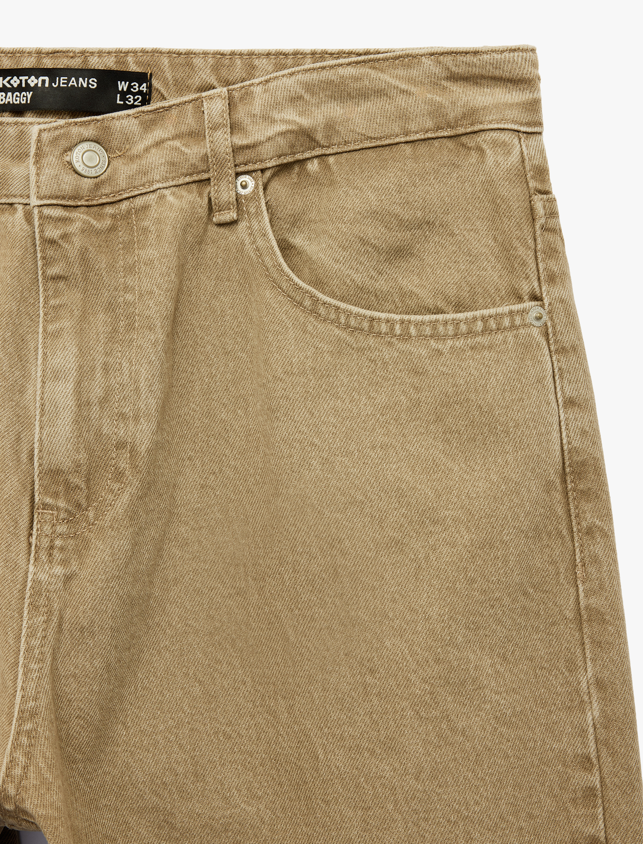   Normal Bel Pamuklu Bol Baggy Jean Pantolon