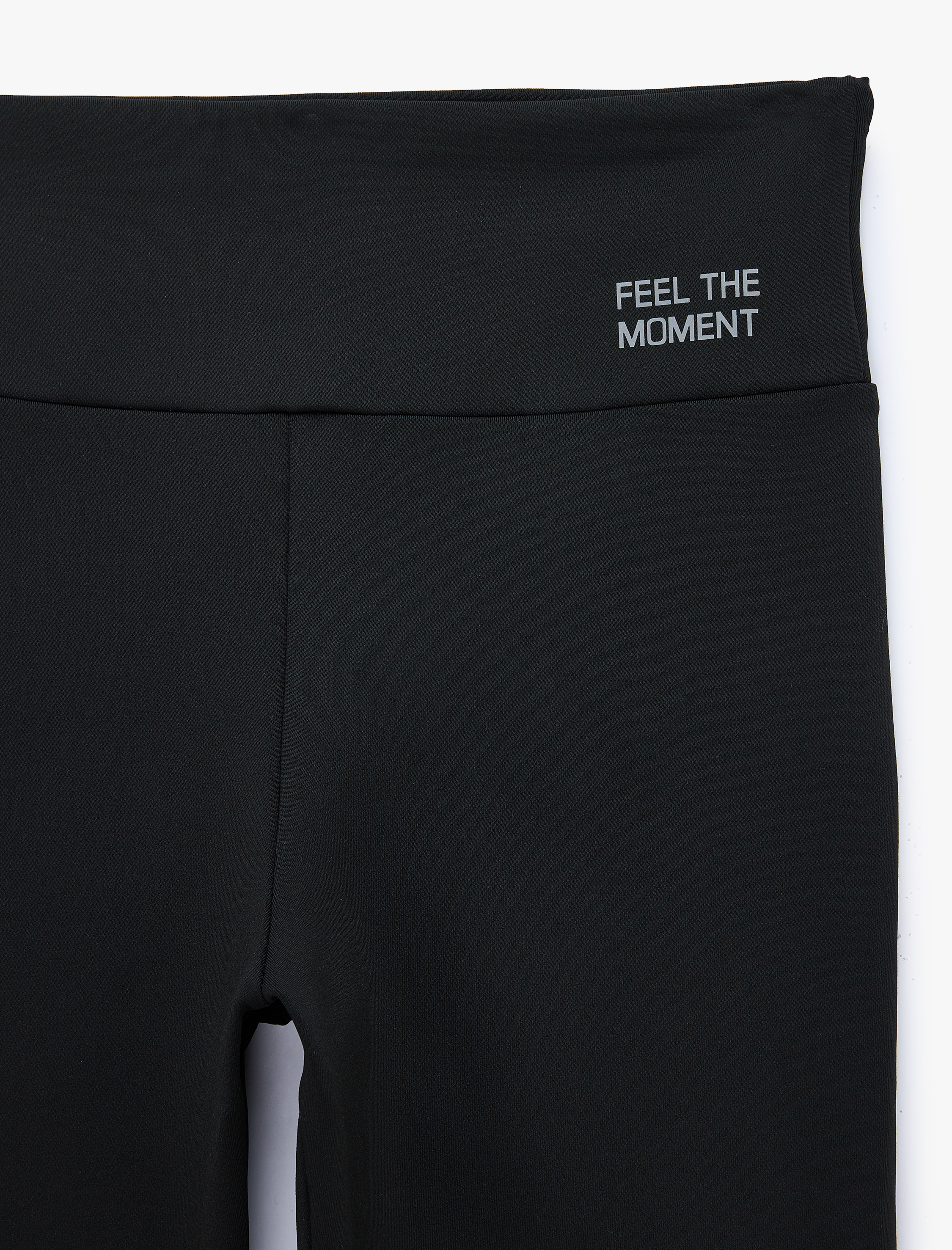   Slim Fit Yüksek Bel Baskı Detaylı Biker Spor Tayt