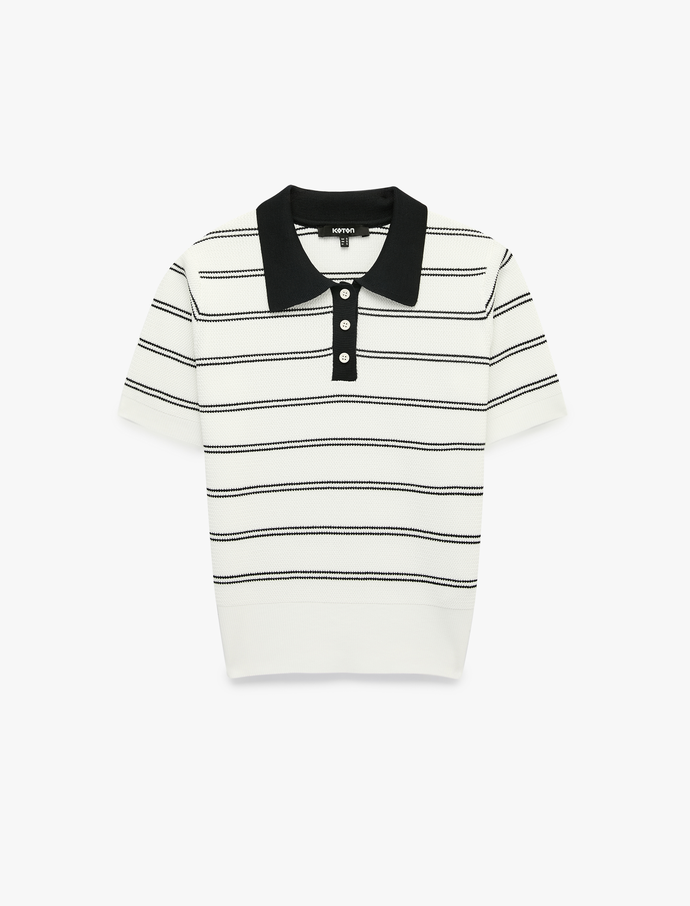   Regular Fit Düğmeli Kısa Kollu Polo Yaka Çizgili Triko Tişört