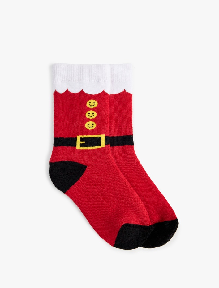 Kız Çocuk Noel Baba Baskılı Pamuklu Havlu Çorap