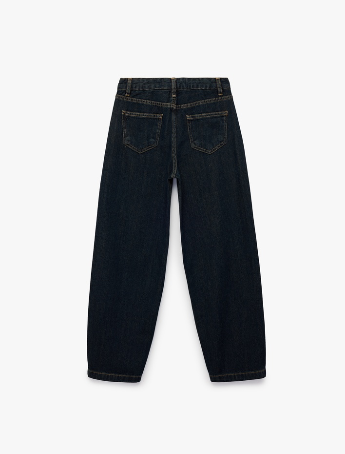 Erkek Çocuk Beli Ayarlanabilir Lastikli Pamuklu Cepli Denim Pantolon