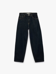 Beli Ayarlanabilir Lastikli Pamuklu Cepli Denim Pantolon