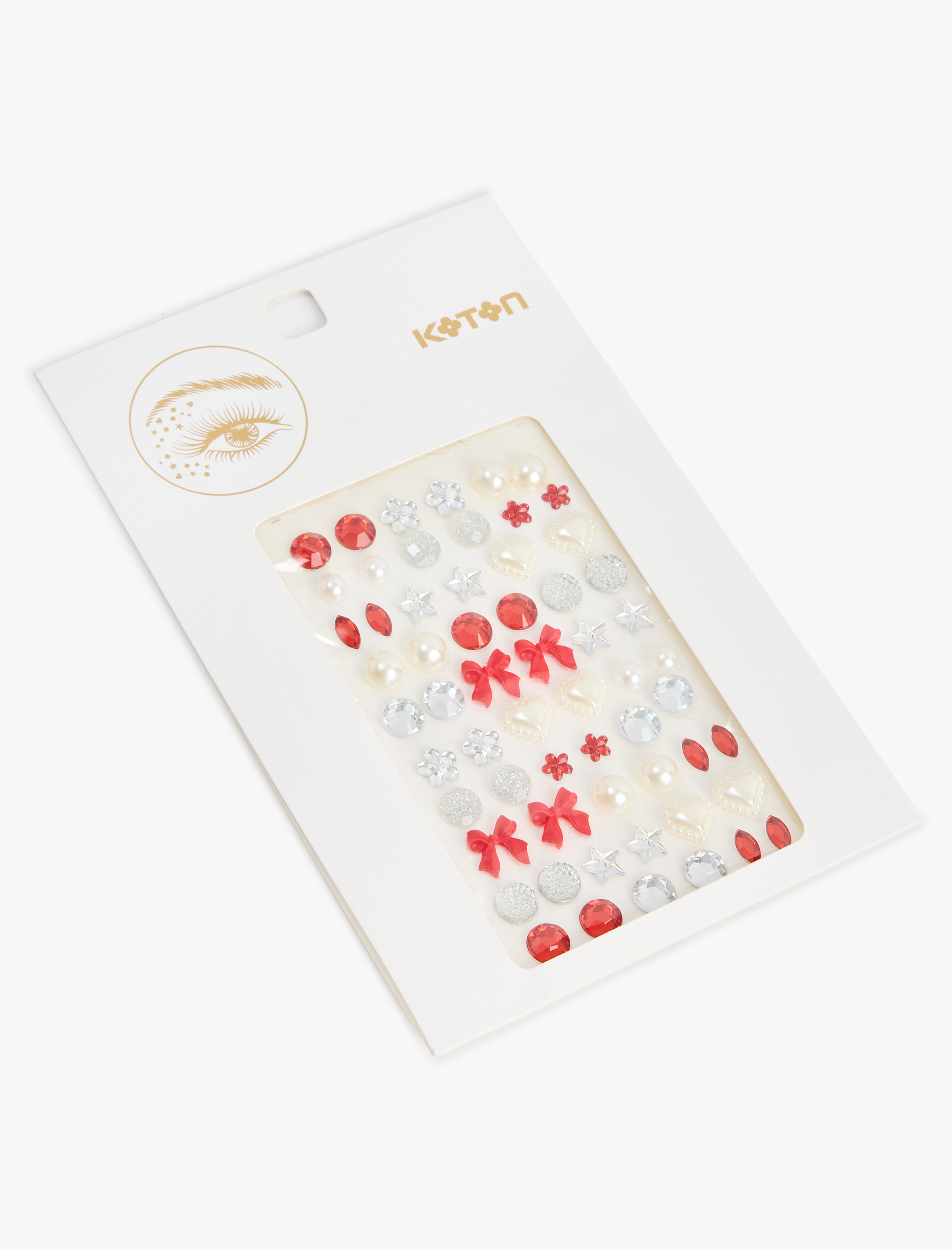  Kadın Yılbaşı Temalı Fiyonk Kalp Şekilli Yüz Taşı Sticker Seti