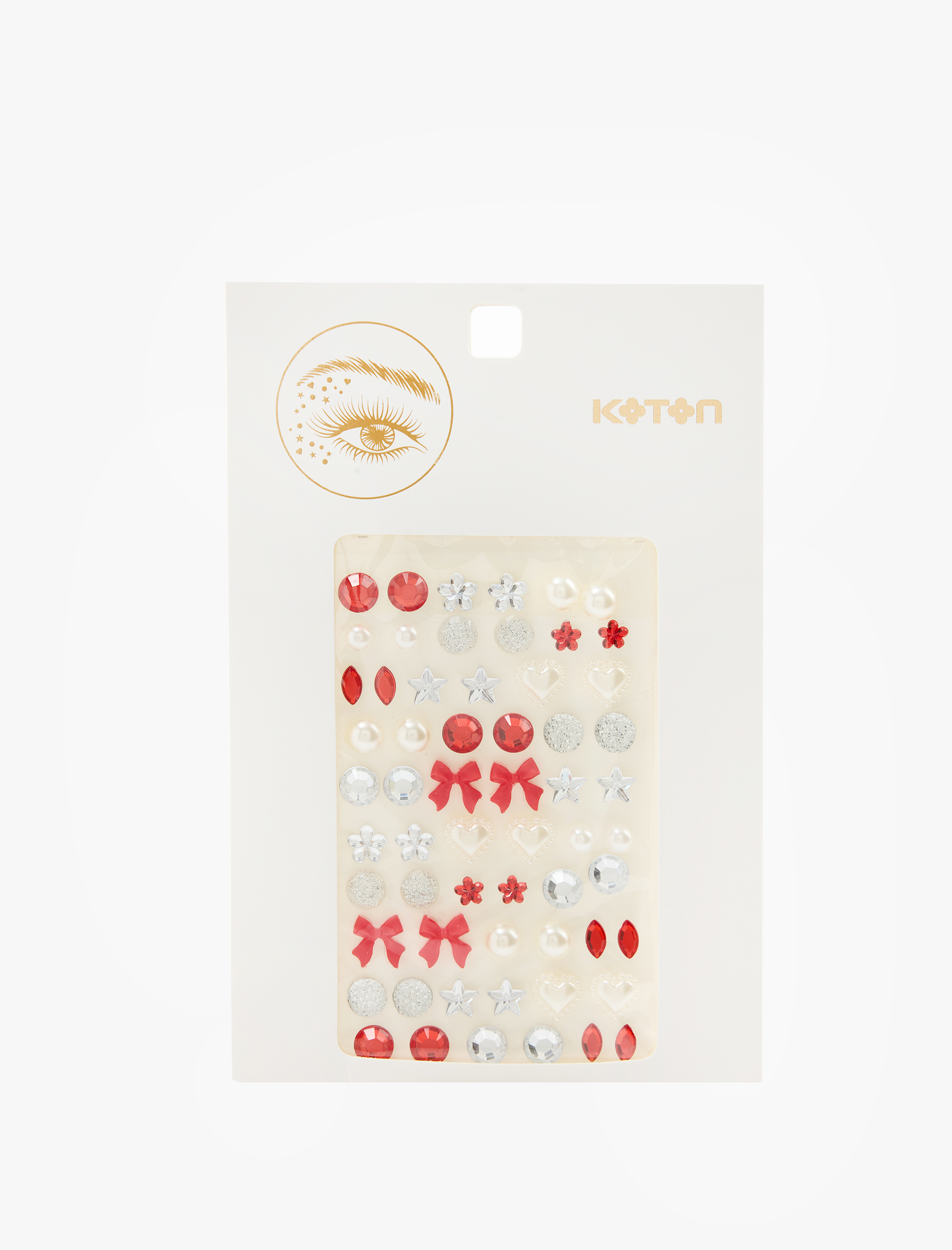  Kadın Yılbaşı Temalı Fiyonk Kalp Şekilli Yüz Taşı Sticker Seti
