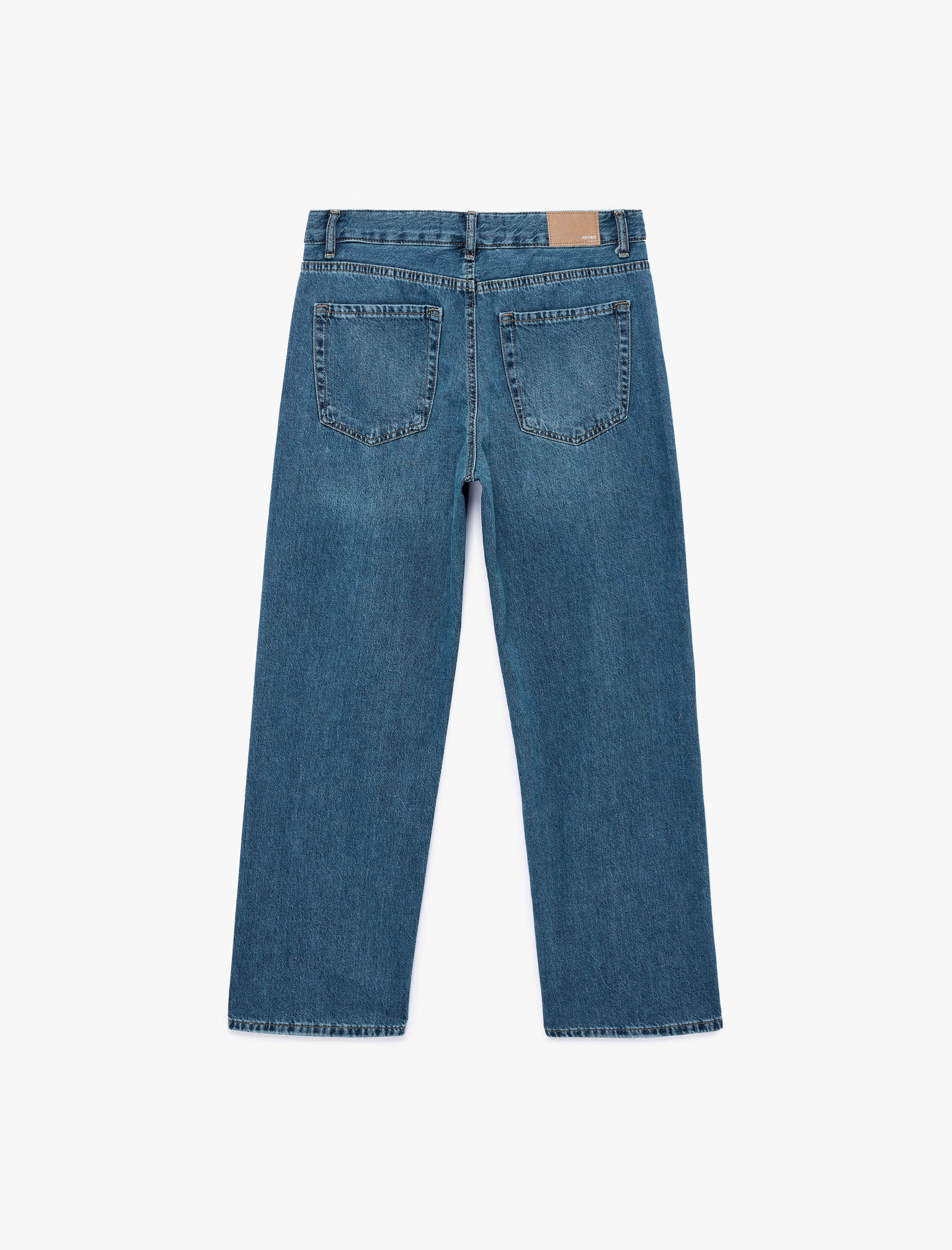   Pamuklu Normal Bel Düğmeli Düz Paça Denim Pantolon - Straight Fit Jean