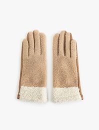 Peluş Detaylı Çok Renkli Eldiven