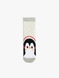 Penguen Detaylı Pamuklu Havlu Çorap